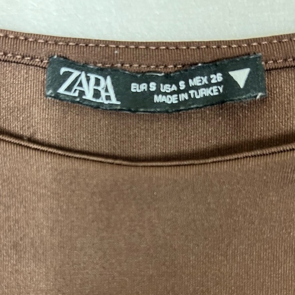 Zara Women’s Long Sleeve Round Neckline Pullover Bodysuit Brown Size Small - Picture 6 of 9